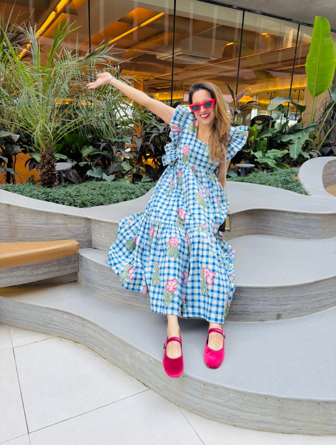 Myko Gingham Midi