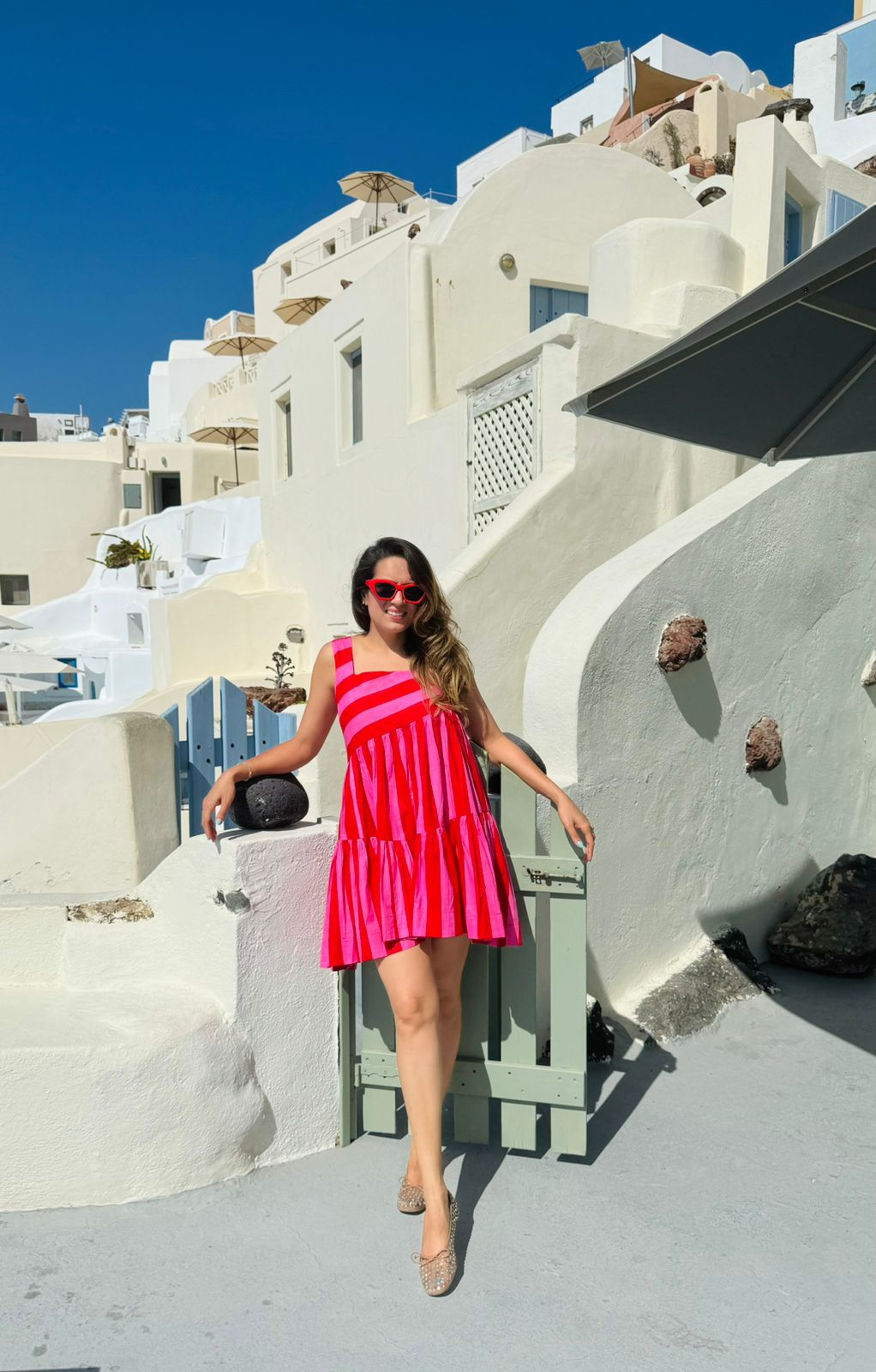 Pink & Red Striped Helen Dress